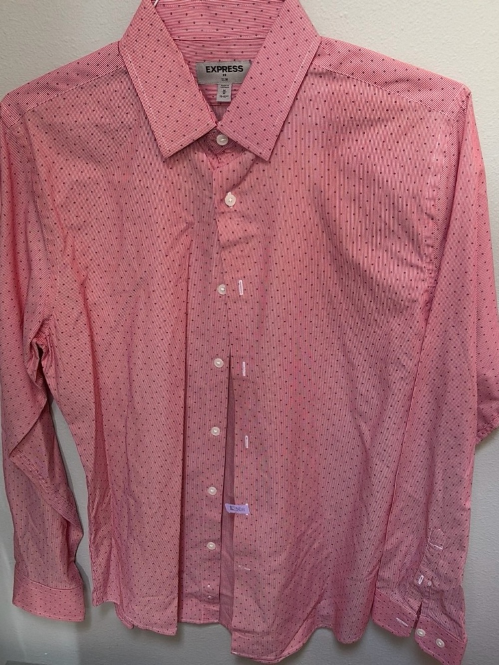 Express Men's Pink Microdot Dress Shirt